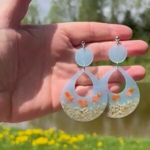 Handmade earrings fish in the sea earrings one of a kind